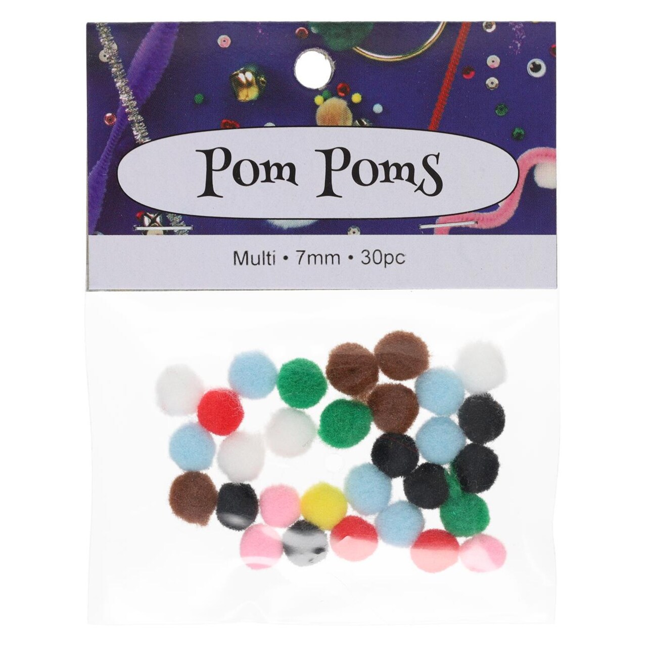 PA Essentials Pom Pom Balls 7mm 30pc Multi – Arts and Crafts Supplies, Puff Balls for DIY Projects, Pompoms for Crafting, Pom Pom Decorations, Kids Craft Accessories